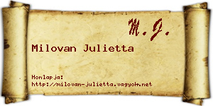 Milovan Julietta névjegykártya